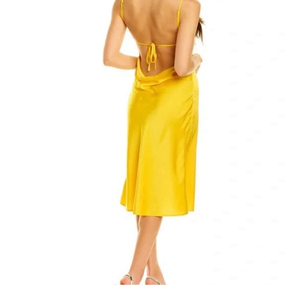 WeWoreWhat Danielle Bernstein Evening Dress M Medium Yellow Satin Charmeuse - Picture 3 of 11